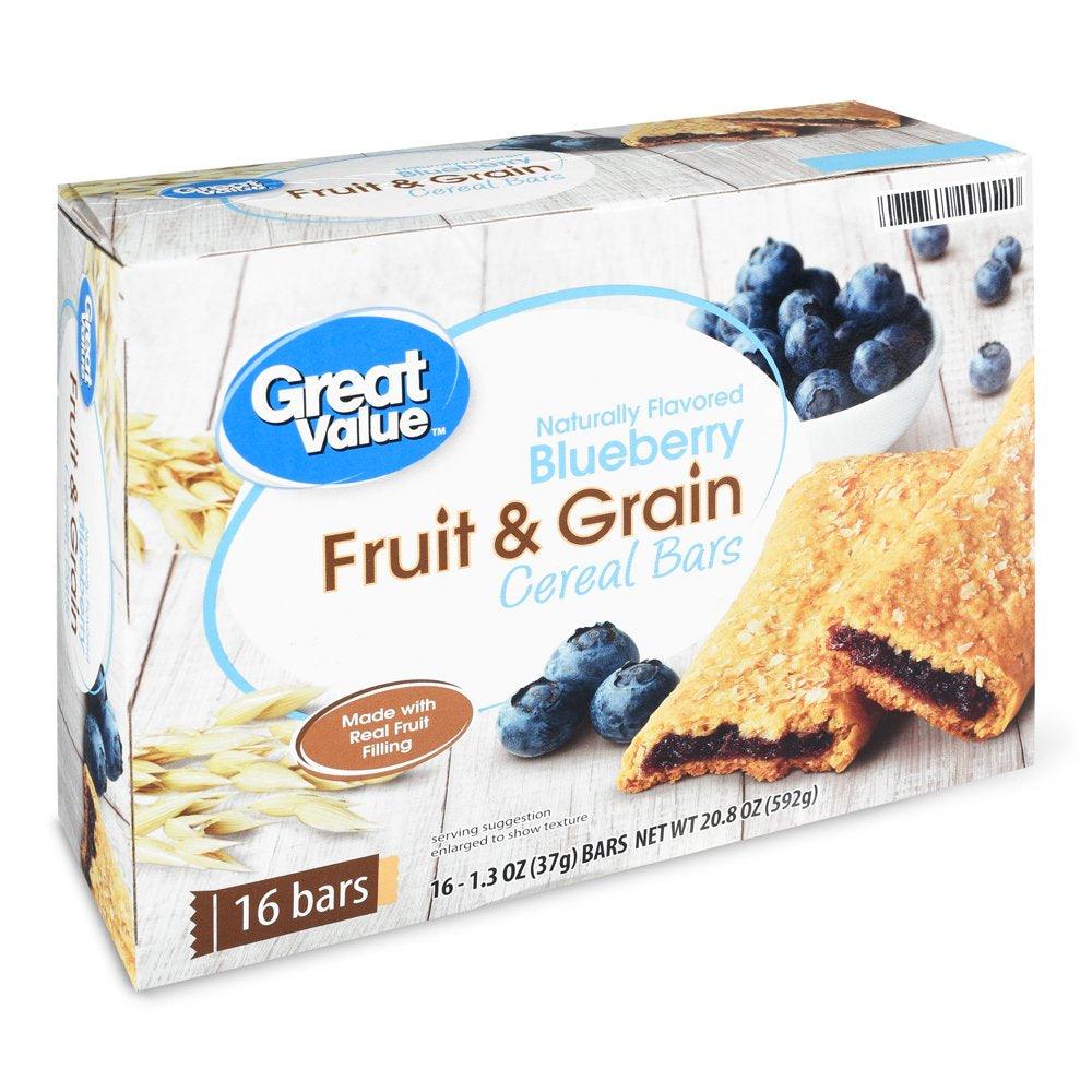 Great Value, Fruit & Grain Bars, Blueberry, 16 Ct, 1.3 Oz