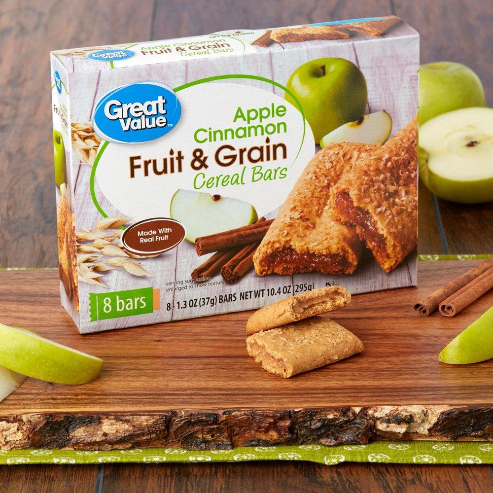 Great Value Fruit & Grain Cereal Bars Apple Cinnamon, 10.4 Oz, 8 Count