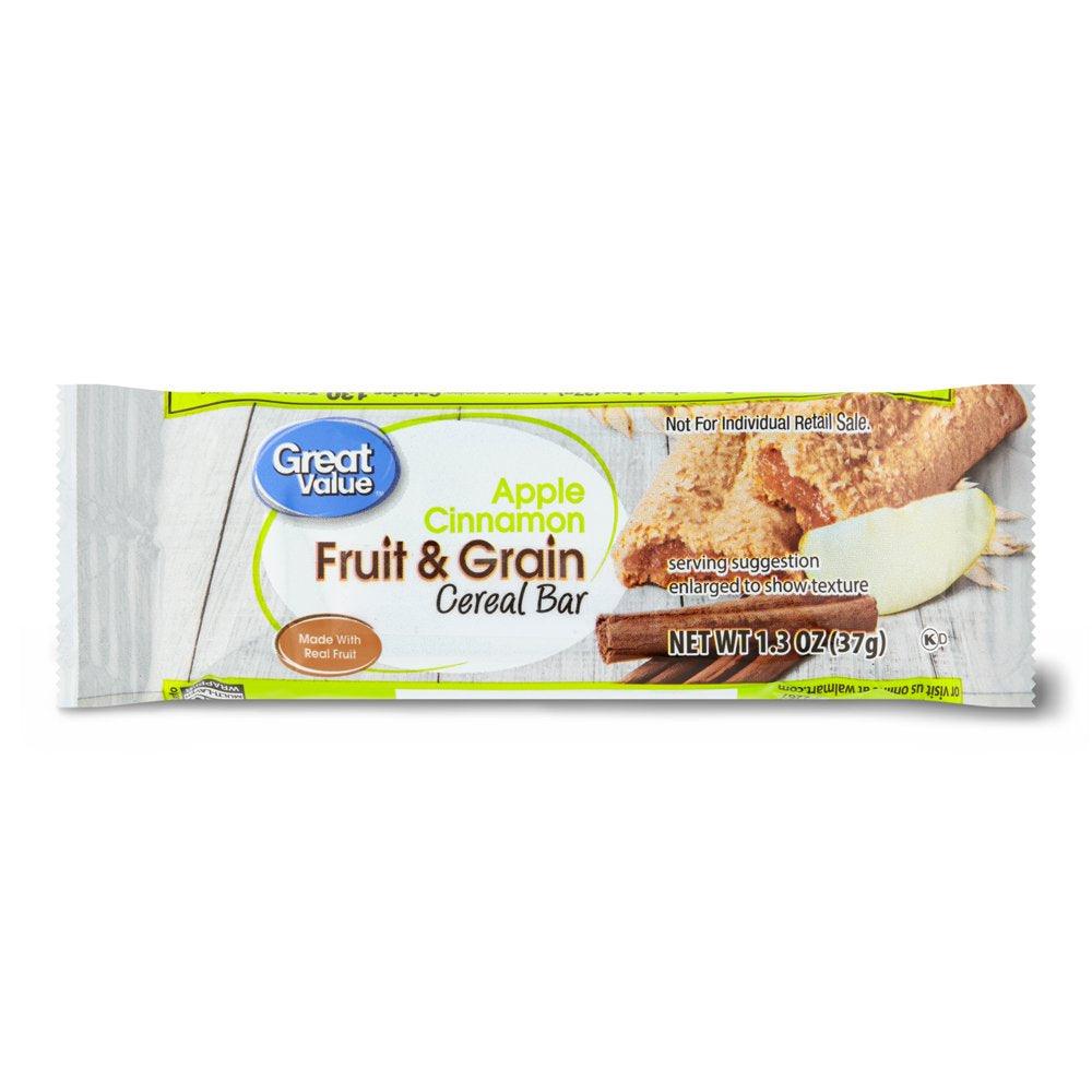 Great Value Fruit & Grain Cereal Bars Apple Cinnamon, 10.4 Oz, 8 Count