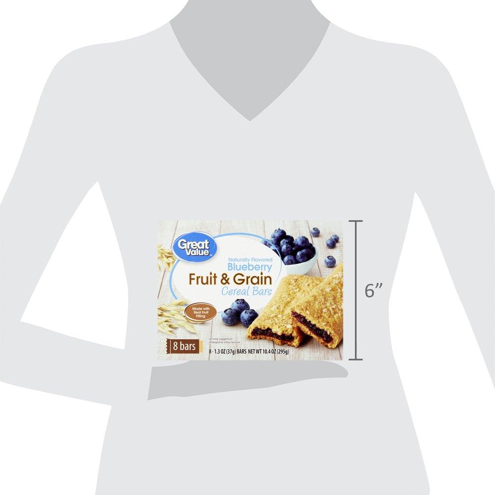 Great Value, Fruit & Grain Cereal Bars, Blueberry, 8 Ct, 1.3 Oz