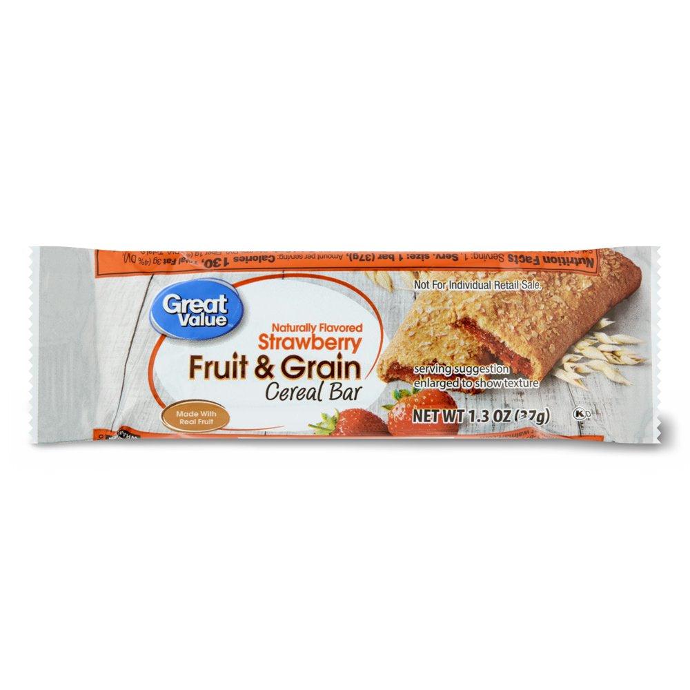 Great Value Fruit & Grain Cereal Bars, Strawberry, 1.3 Oz, 8 Count