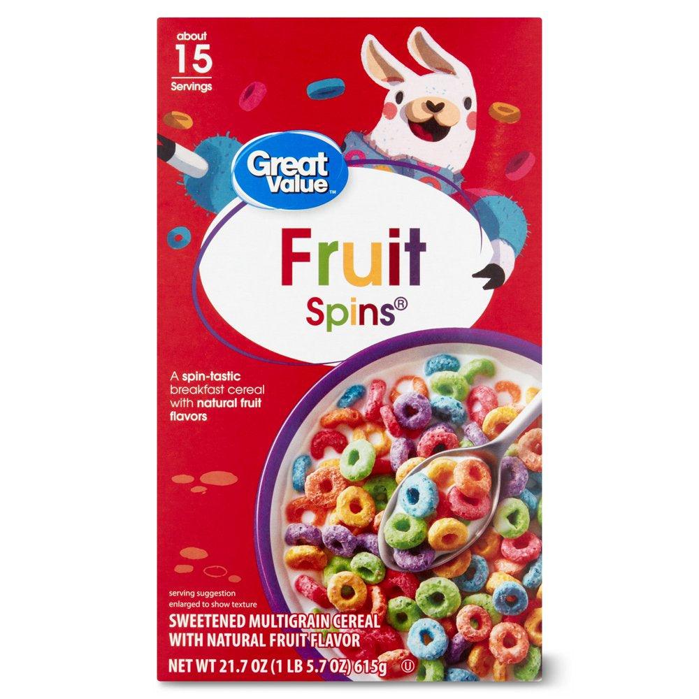 Great Value Fruit Spin Loops, Breakfast Cereal, 21.7 Oz