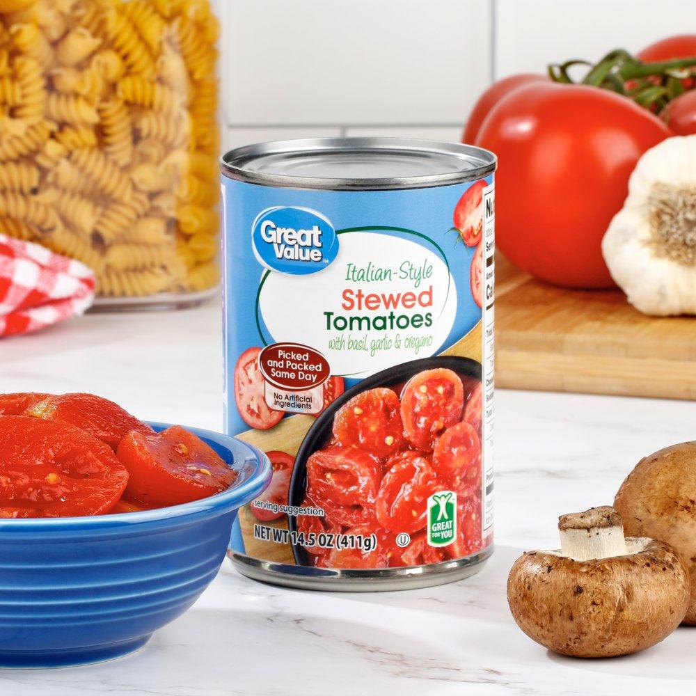 Great Value Italian-Style Stewed Tomatoes with Basil, Garlic & Oregano, 14.5 Oz