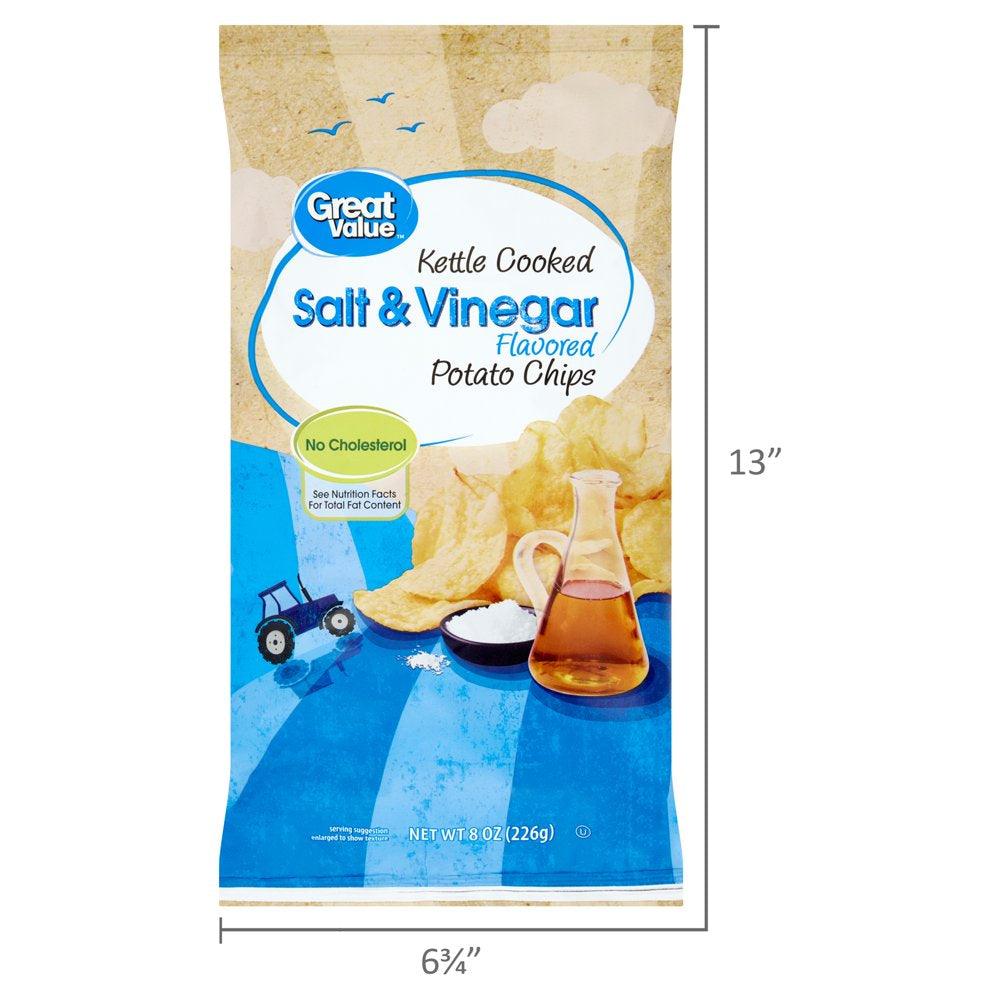 Great Value Kettle Cooked Salt and Vinegar Potato Chips, 8 Oz