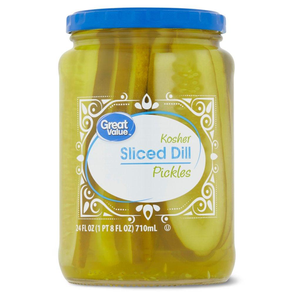 Great Value Kosher Sliced Dill Pickles Fresh Pack, 24 Fl Oz