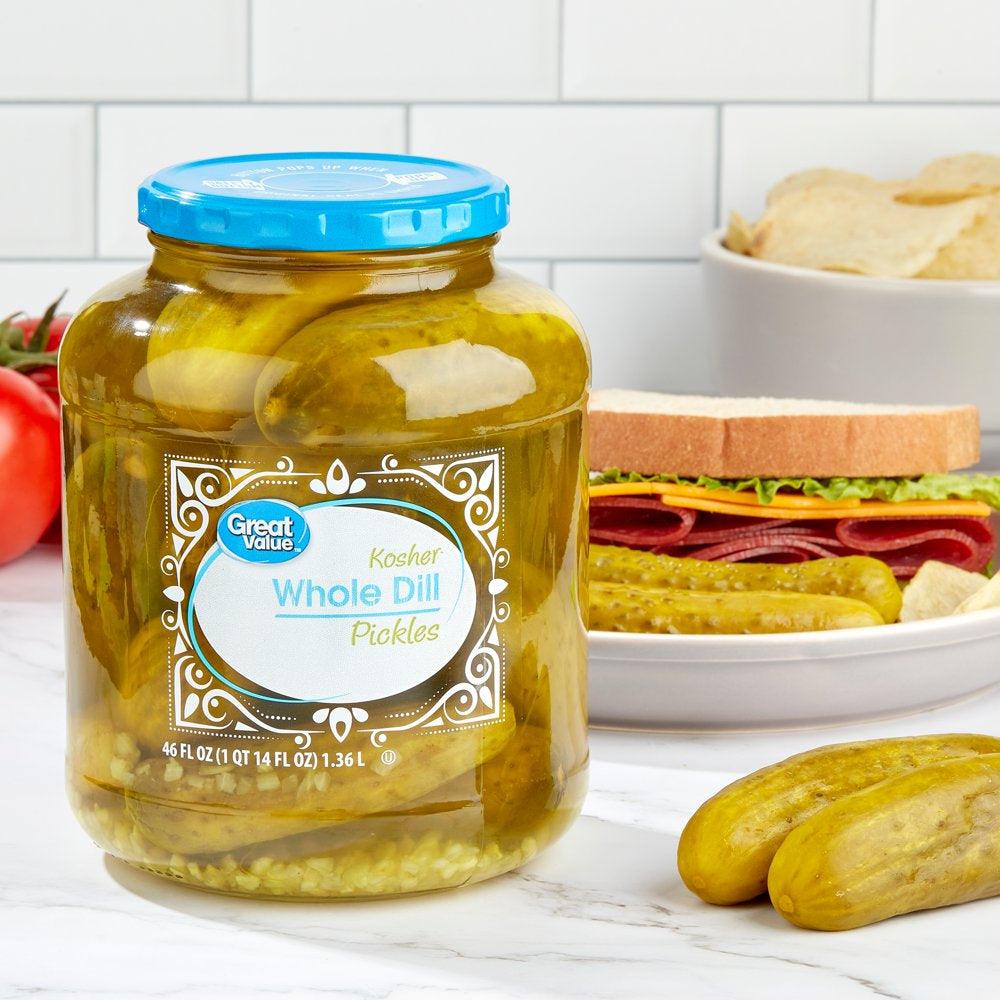 Great Value Kosher Whole Dill Pickles, 46 Oz