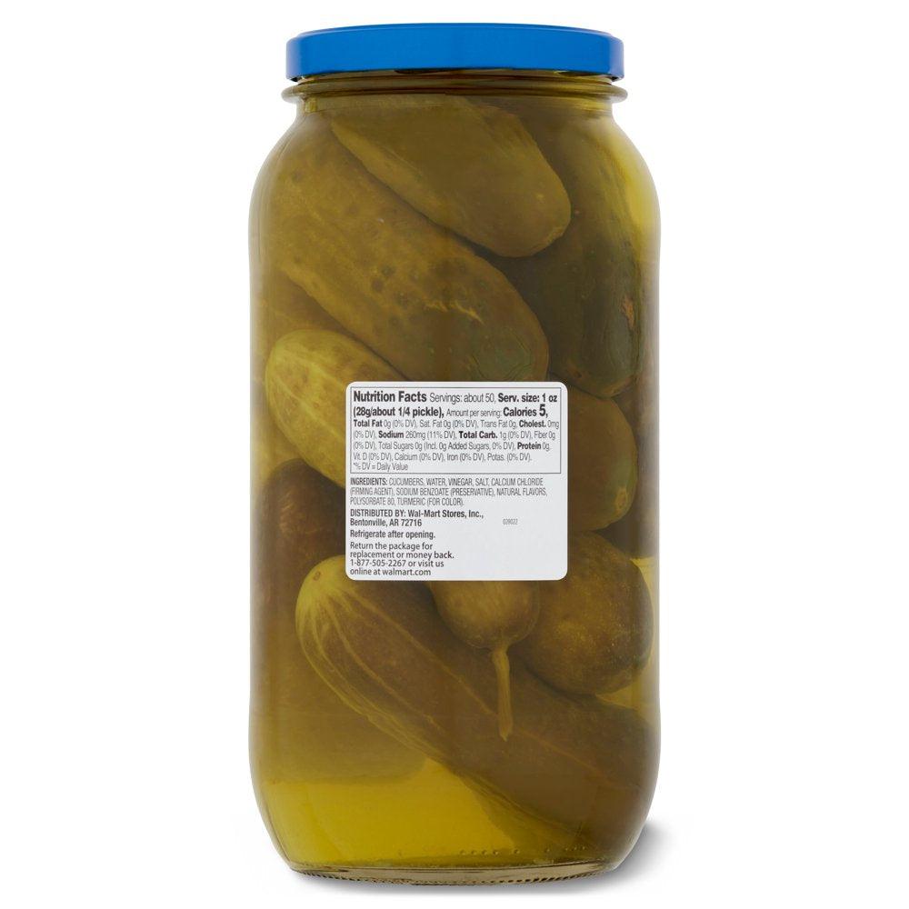 Great Value Kosher Whole Dill Pickles Fresh Pack, 80 Fl Oz