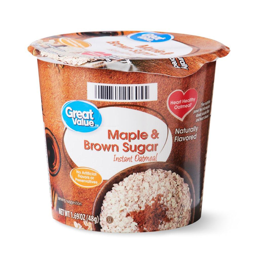 Great Value Maple & Brown Sugar Instant Oatmeal, 1.69 Oz