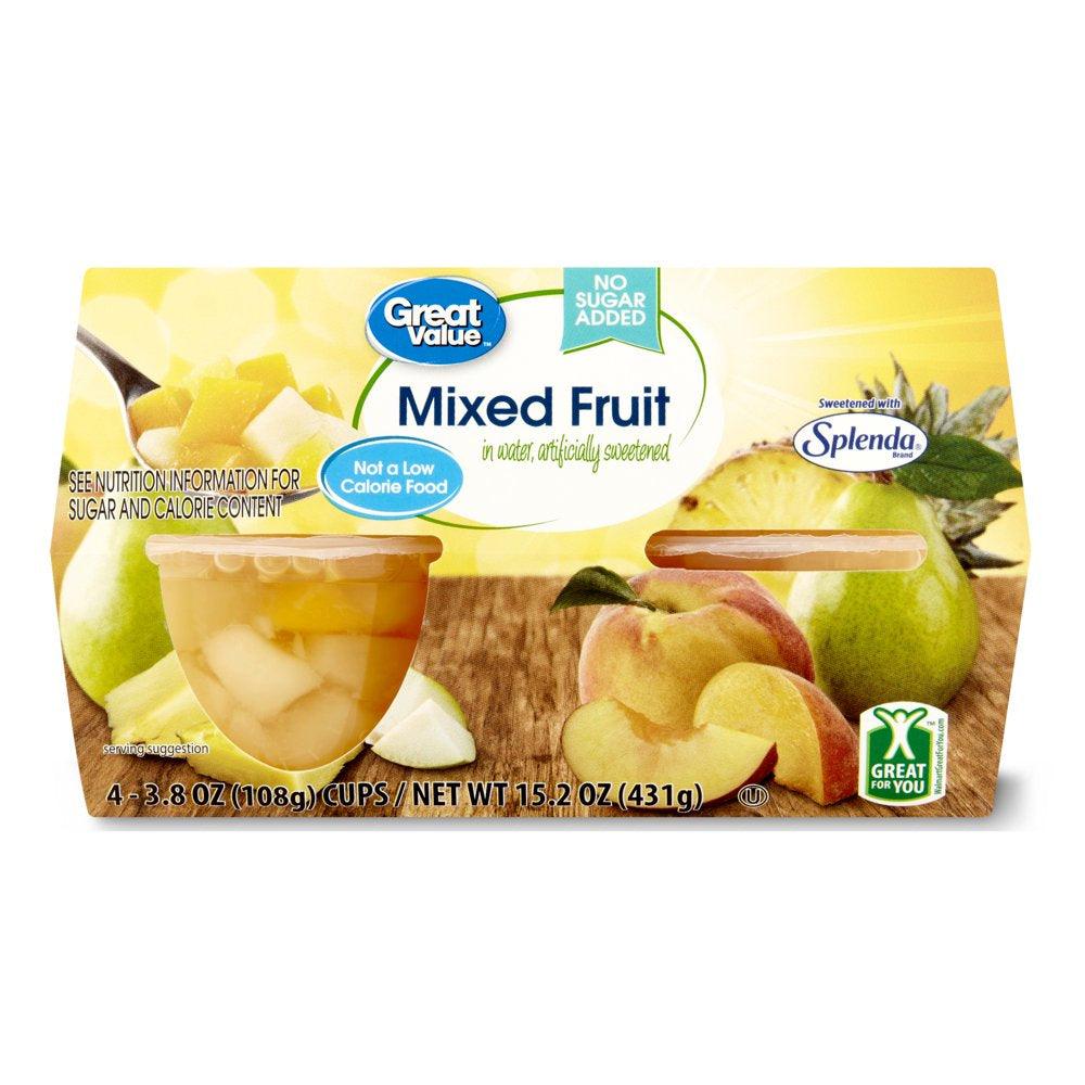 Great Value Mixed Fruit, 3.8 Oz, 4 Ct