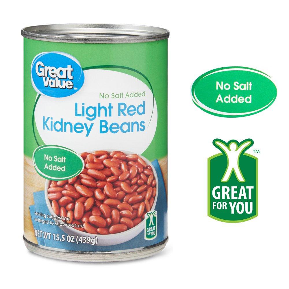 Great Value No Salt Added Light Red Kidney Beans, 15.5 Oz