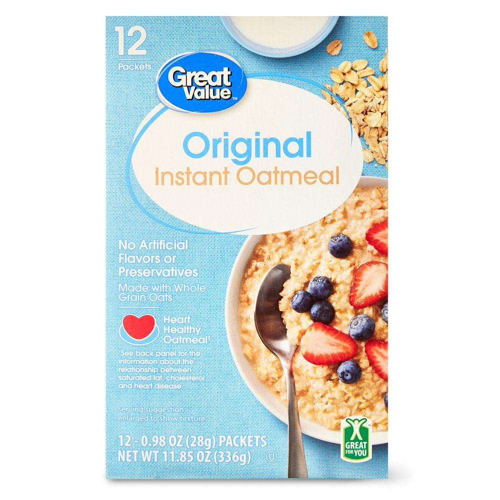 Great Value Orignal Instant Oatmeal, 0.99 Oz, 12 Packets