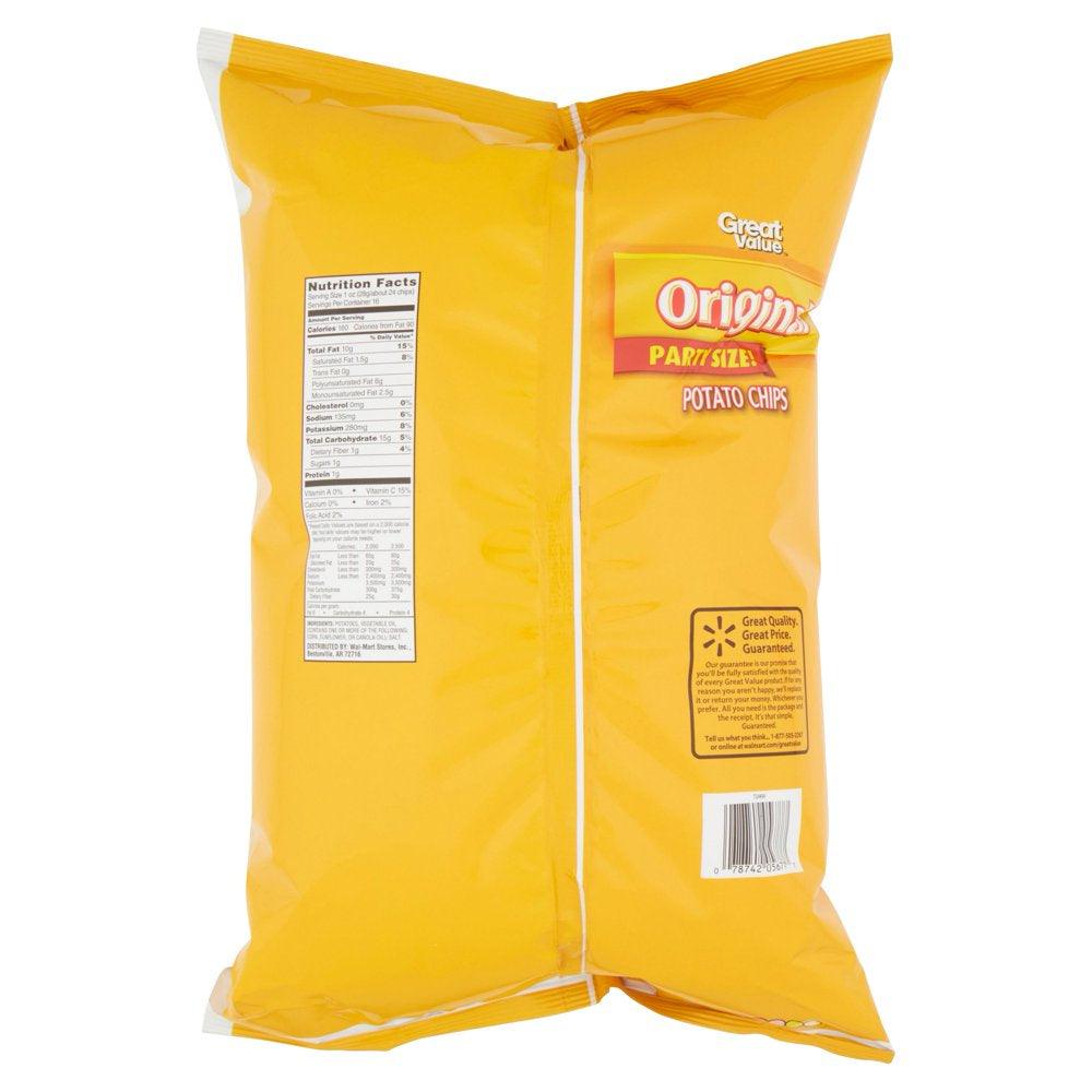 Great Value Party Size Original Potato Chips, 16 Oz