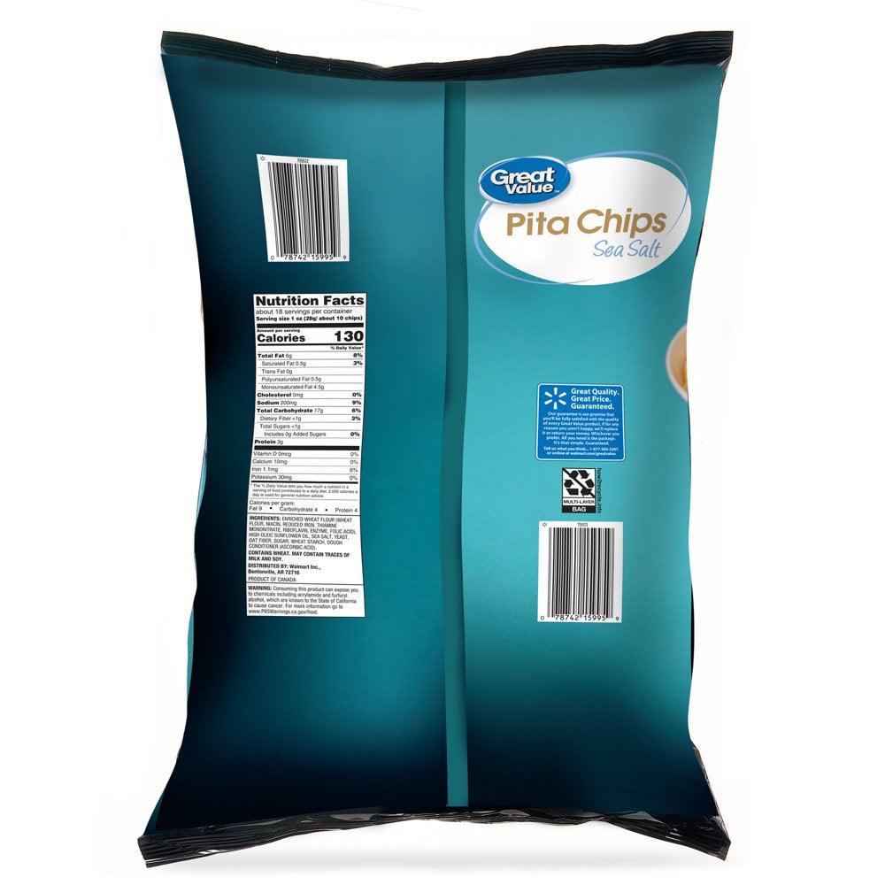 Great Value Party Size Sea Salt Pita Chips, 18 Oz