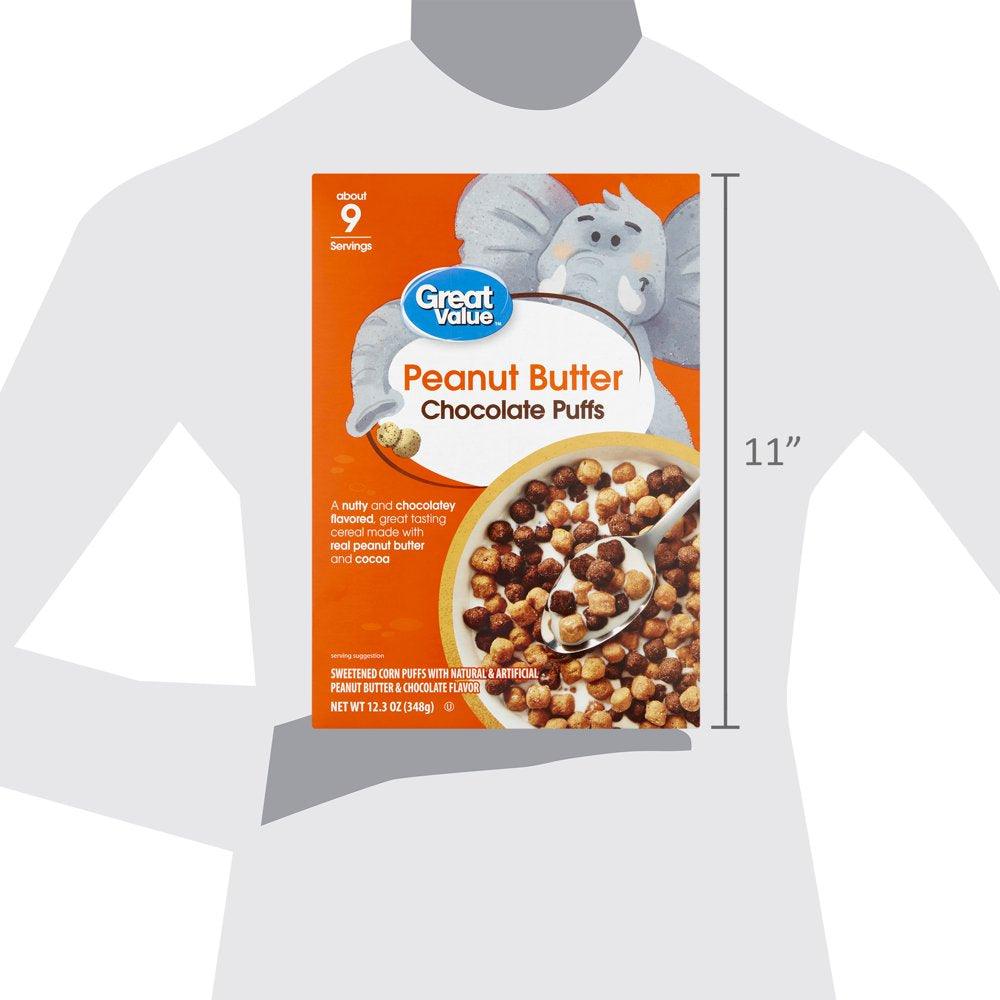 Great Value Peanut Butter Chocolate Puffs Cereal, 12.3 Oz