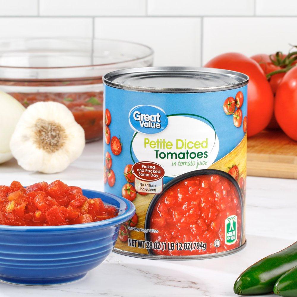 Great Value Petite Diced Tomatoes in Tomato Juice, 28 Oz Can