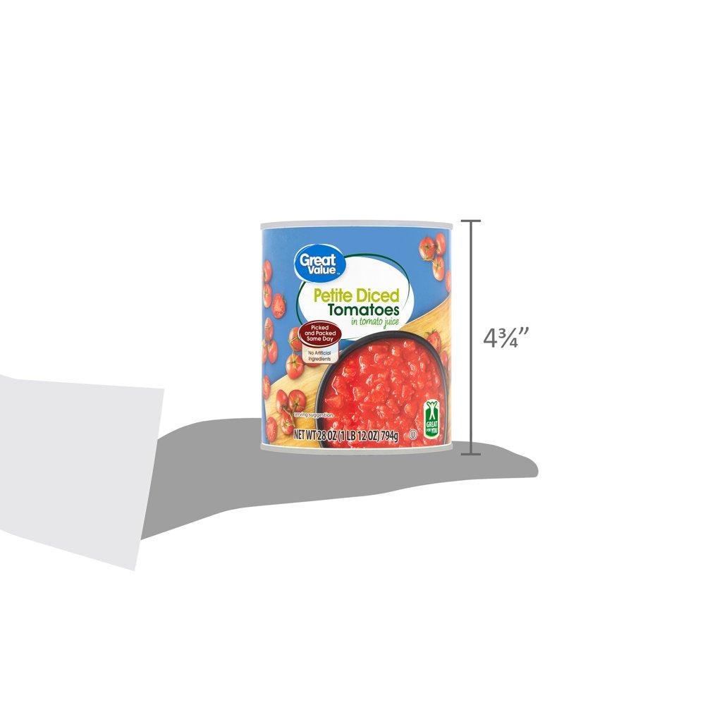 Great Value Petite Diced Tomatoes in Tomato Juice, 28 Oz Can