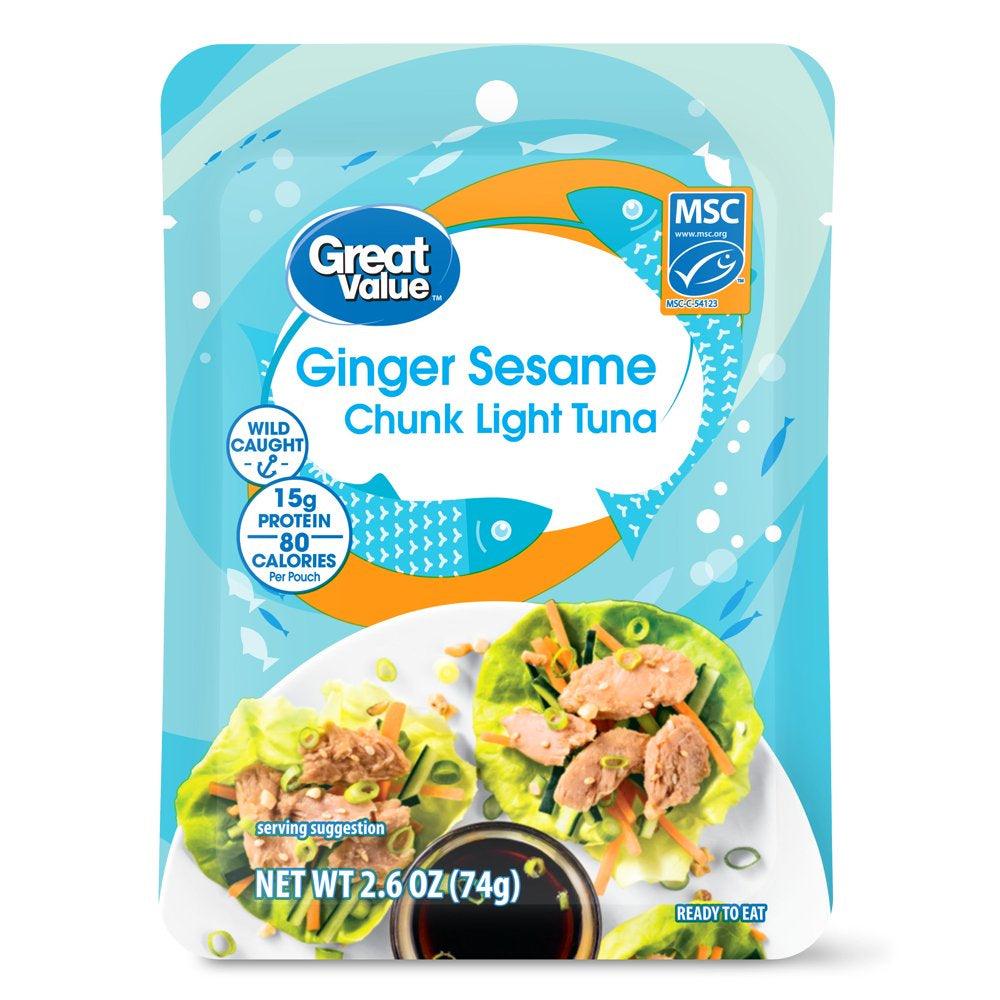 Great Value Premium Ginger Sesame Chunk Light Tuna, 2.6 Oz