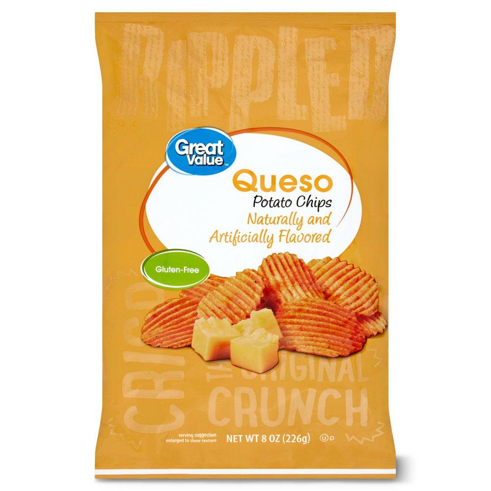 Great Value Queso Potato Chips, 8 Oz