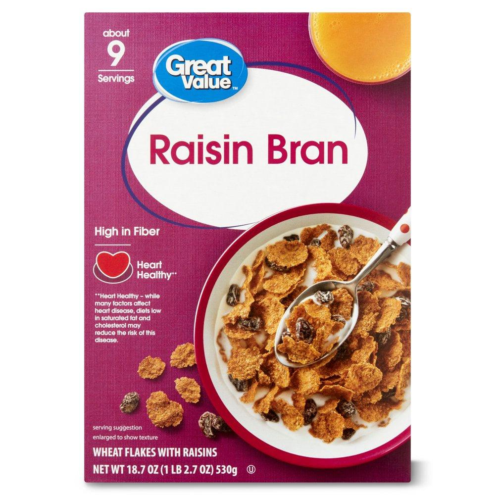 Great Value Raisin Bran Breakfast Cereal, 18.7 Oz