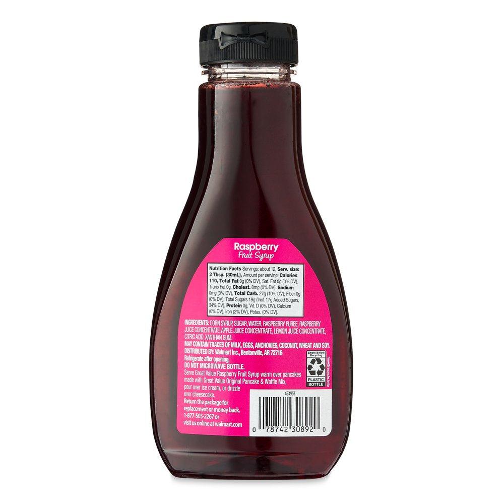Great Value Raspberry Fruit Syrup, 12 Fl Oz