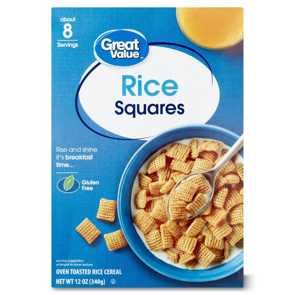 Great Value Rice Squares Breakfast Cereal, 12 Oz