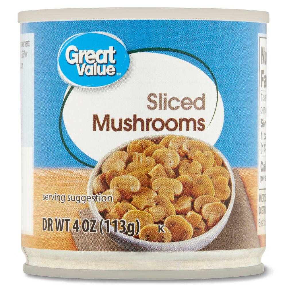 Great Value Sliced Mushrooms, 4 Oz, Can