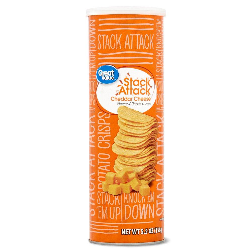 Great Value Stack Attack Potato Crisps, Cheddar Cheese, 5.5 Oz