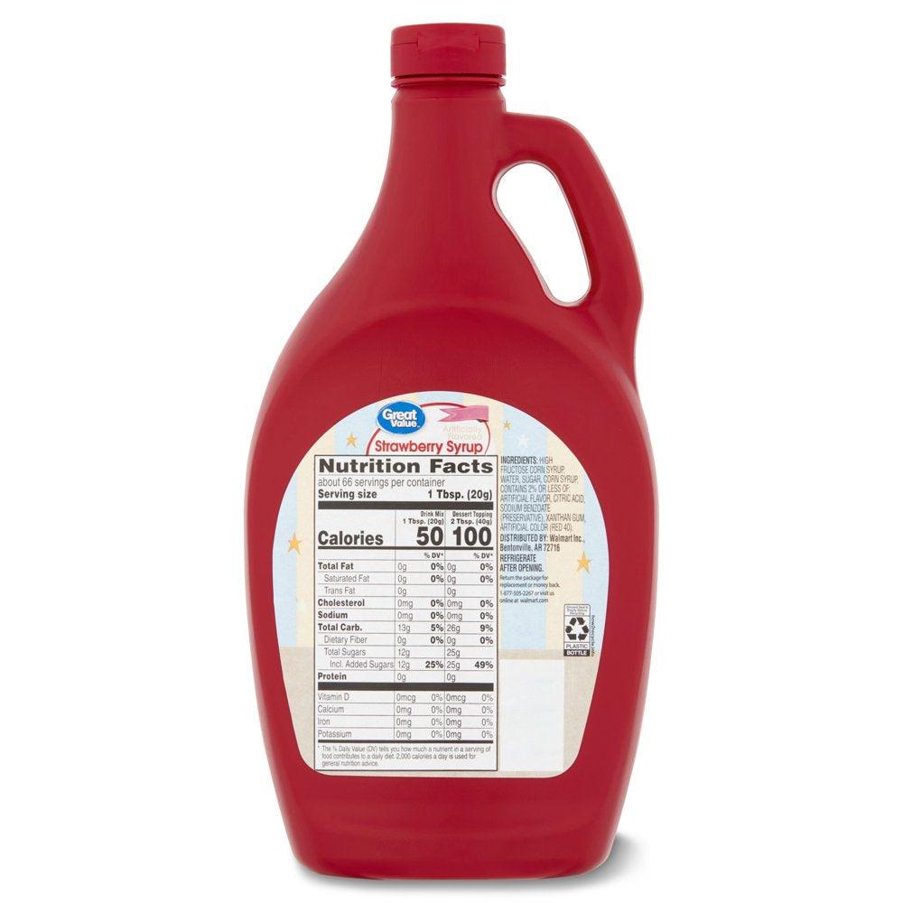 Great Value Strawberry Syrup, Value Size, 44 Oz