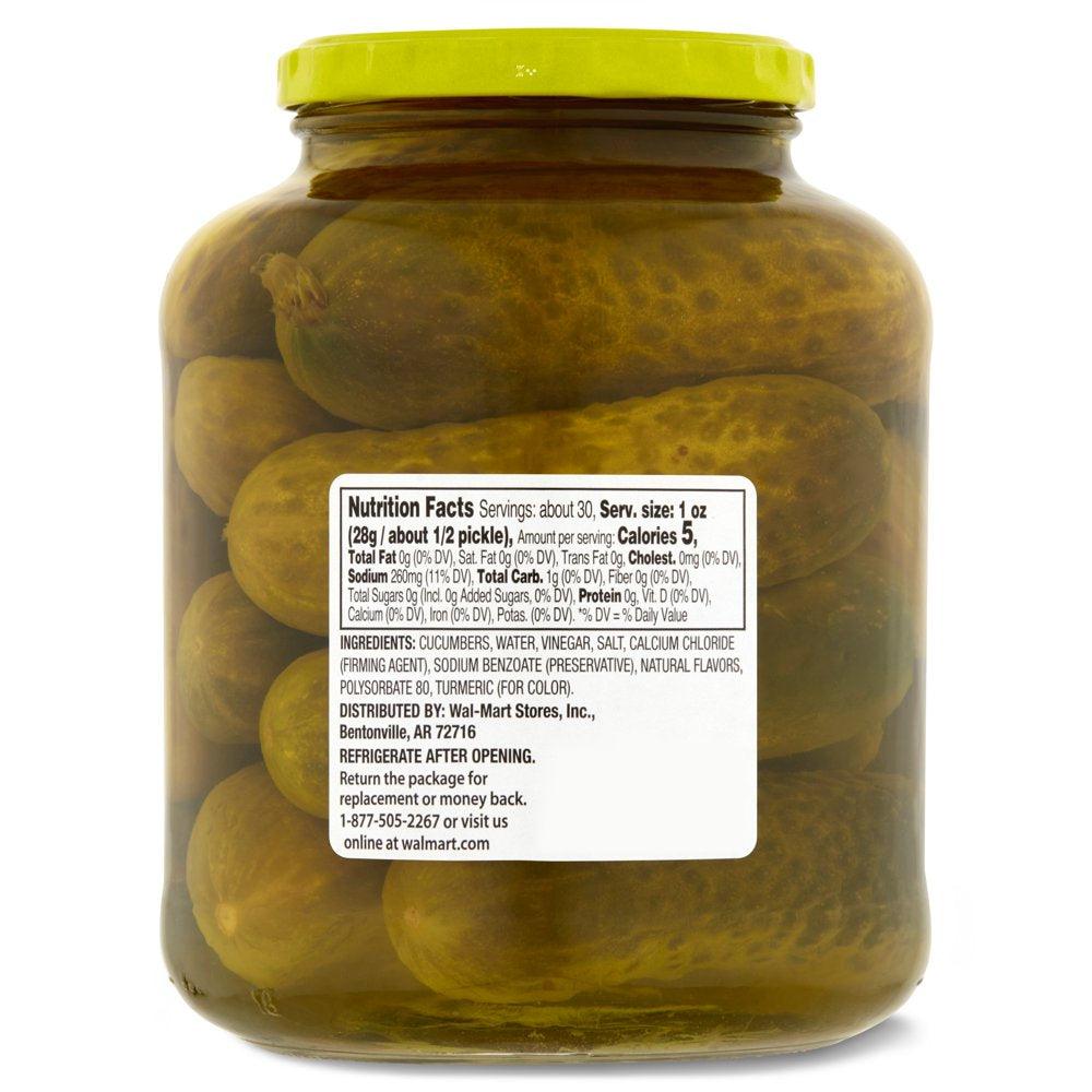 Great Value Whole Dill Pickles, 46 Oz