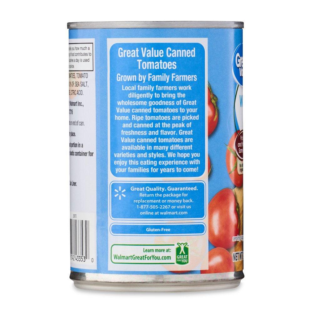 Great Value Whole Peeled Tomatoes, 14.5 Oz Can