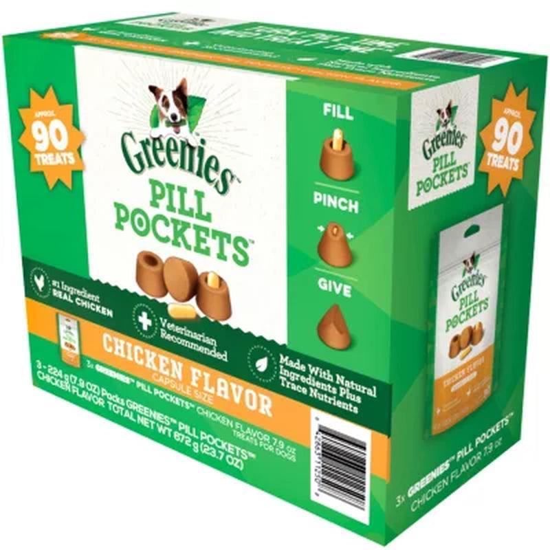 Greenies Pill Pockets Capsule-Size Natural Dog Treats, Chicken Flavor (3 - 7.9 Oz. Pouches)