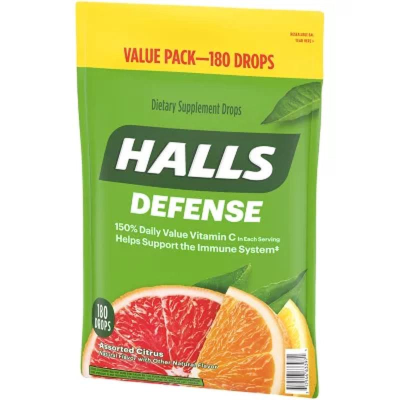 Halls Defense Assorted Citrus Vitamin C Drops, Value Pack (180 Ct.)