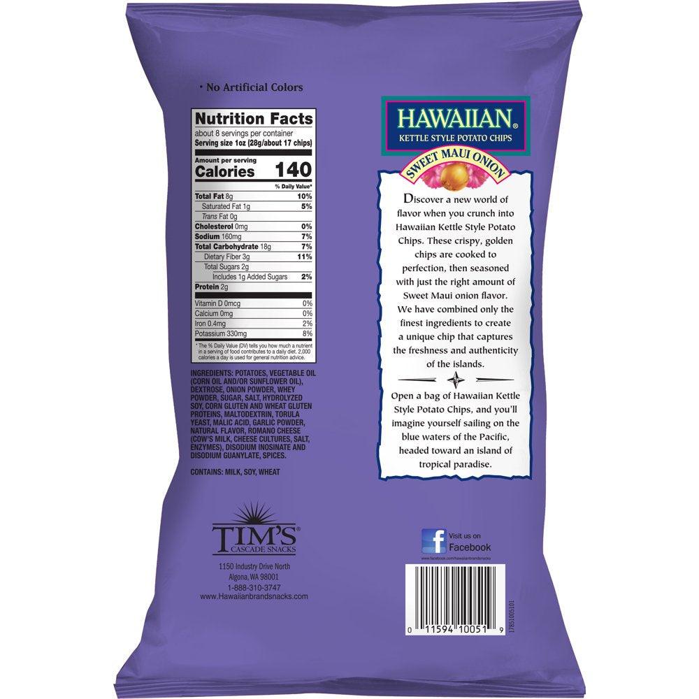 Hawaiian Kettle Style Crispy & Crunchy Sweet Maui Onion Flavored Potato Chips 7.5 Oz.