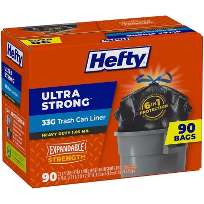 Hefty Ultra Strong Drawstring Trash Bags, Unscented (33 Gal., 90 Ct.)