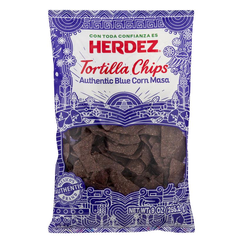 Herdez Tortilla Chips, Authentic Blue Corn Masa, Bag