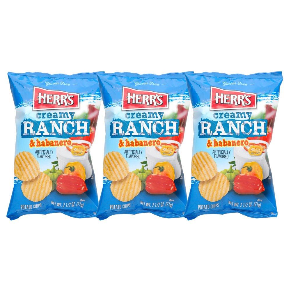 Herr’S Creamy Ranch and Habanero Ripple Potato Chips (2.5 Oz., Pack of 3)