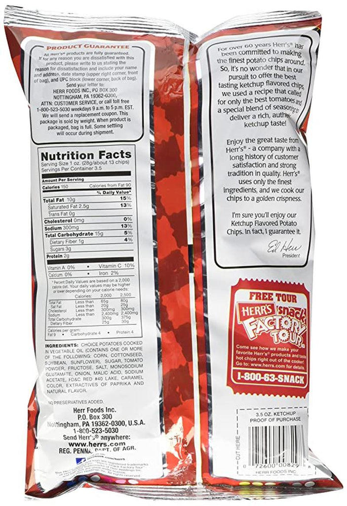 Herr'S Potato Chips, Ketchup Flavored, 1 Oz. (Pack of 7)