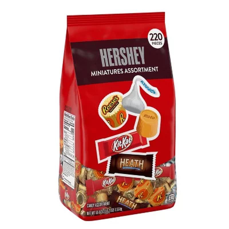 Hershey Assorted Chocolate Miniatures Candy, Individually Wrapped, Bulk Bag (55 Oz., 220 Pc.)