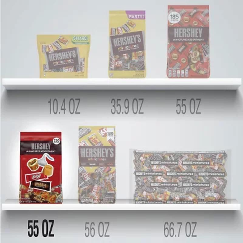 Hershey Assorted Chocolate Miniatures Candy, Individually Wrapped, Bulk Bag (55 Oz., 220 Pc.)