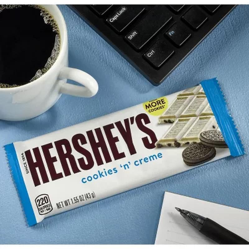 HERSHEY'S COOKIES 'N' CREME Candy, Bulk, Individually Wrapped, Bars (1.55 Oz., 36 Ct.)