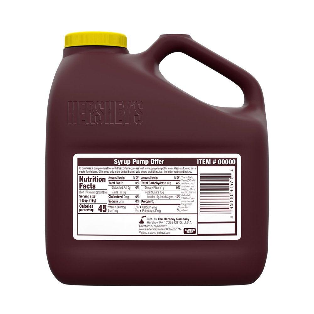 HERSHEY'S, Genuine Chocolate Syrup, Fat Free, Gluten Free, 7 Lb 8 Oz., Bulk Jug