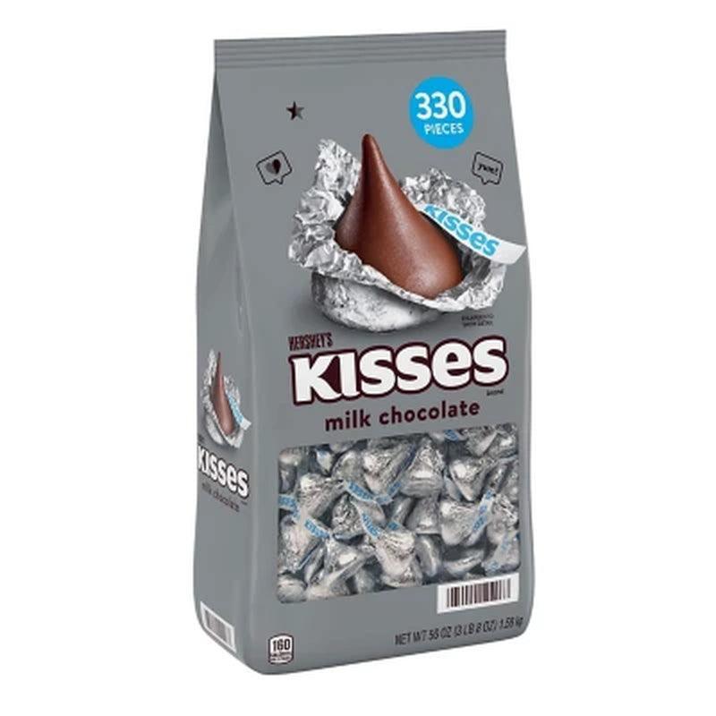 HERSHEY'S KISSES Milk Chocolate Candy, Individually Wrapped, Bulk Bag (56 Oz., 330 Pcs.)