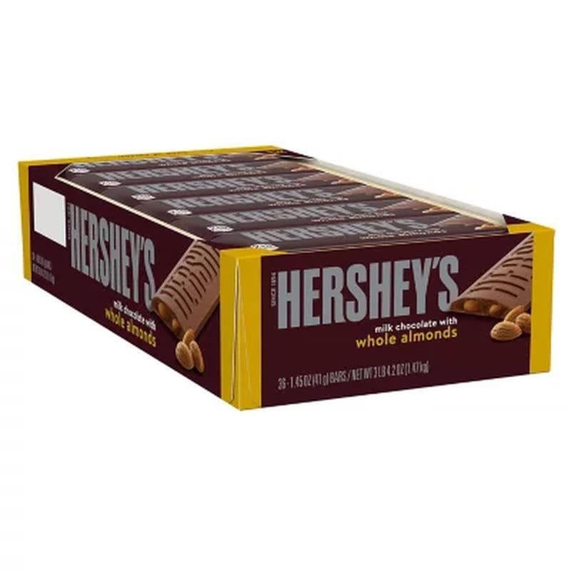 HERSHEY'S Milk Chocolate with Whole Almonds Treats, Bulk Individually Wrapped Candy Bars (1.45 Oz., 36 Ct.)