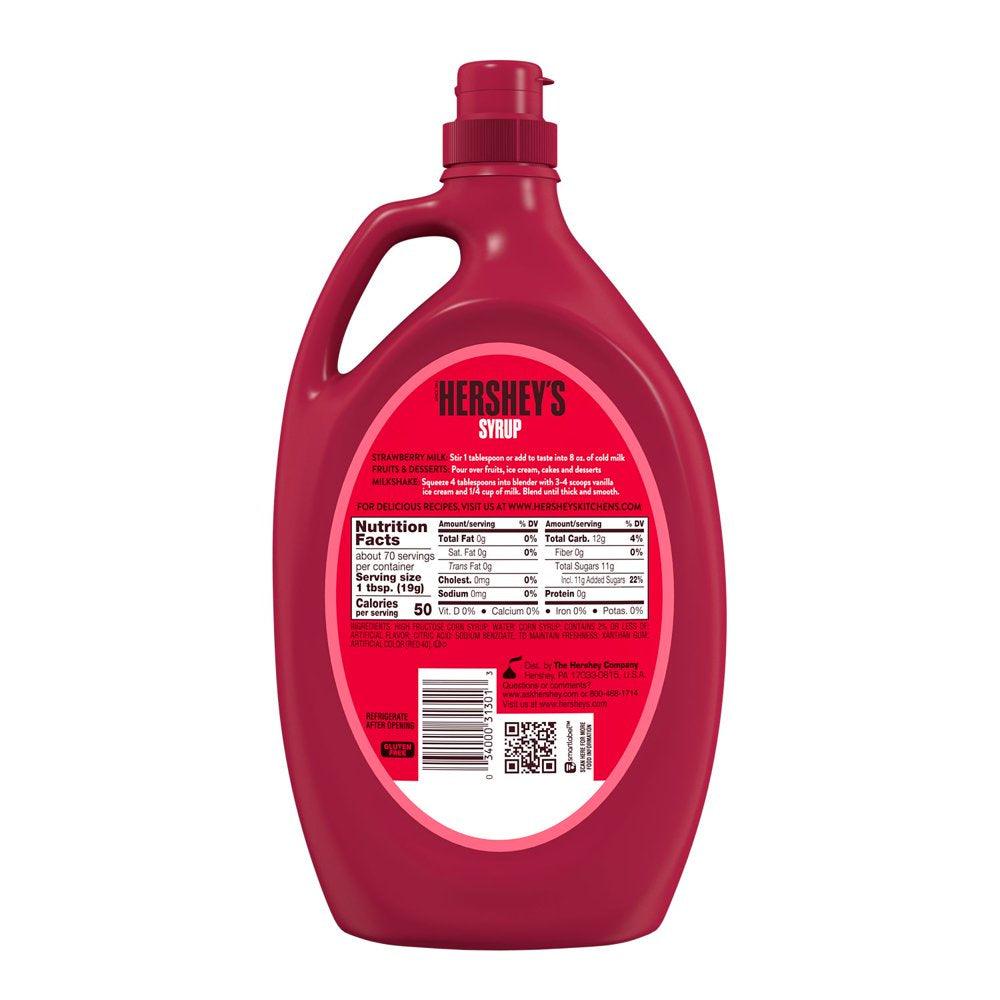 HERSHEY'S, Strawberry Flavored Syrup, Fat and Gluten Free, 48 Oz, Bulk Bottle