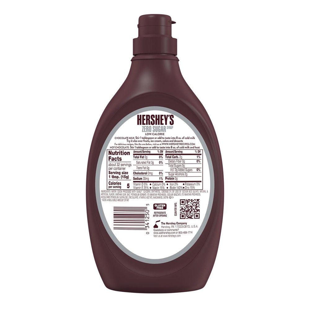 HERSHEY'S Sugar Free Chocolate Baking Ingredients, Fat Free, Gluten Free Syrup Bottles, 17.5 Oz