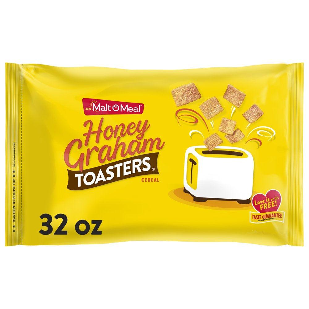 Honey Graham Toasters Breakfast Cereal, Honey Graham Cereal Squares, 32 Oz Resealable Cereal Bag