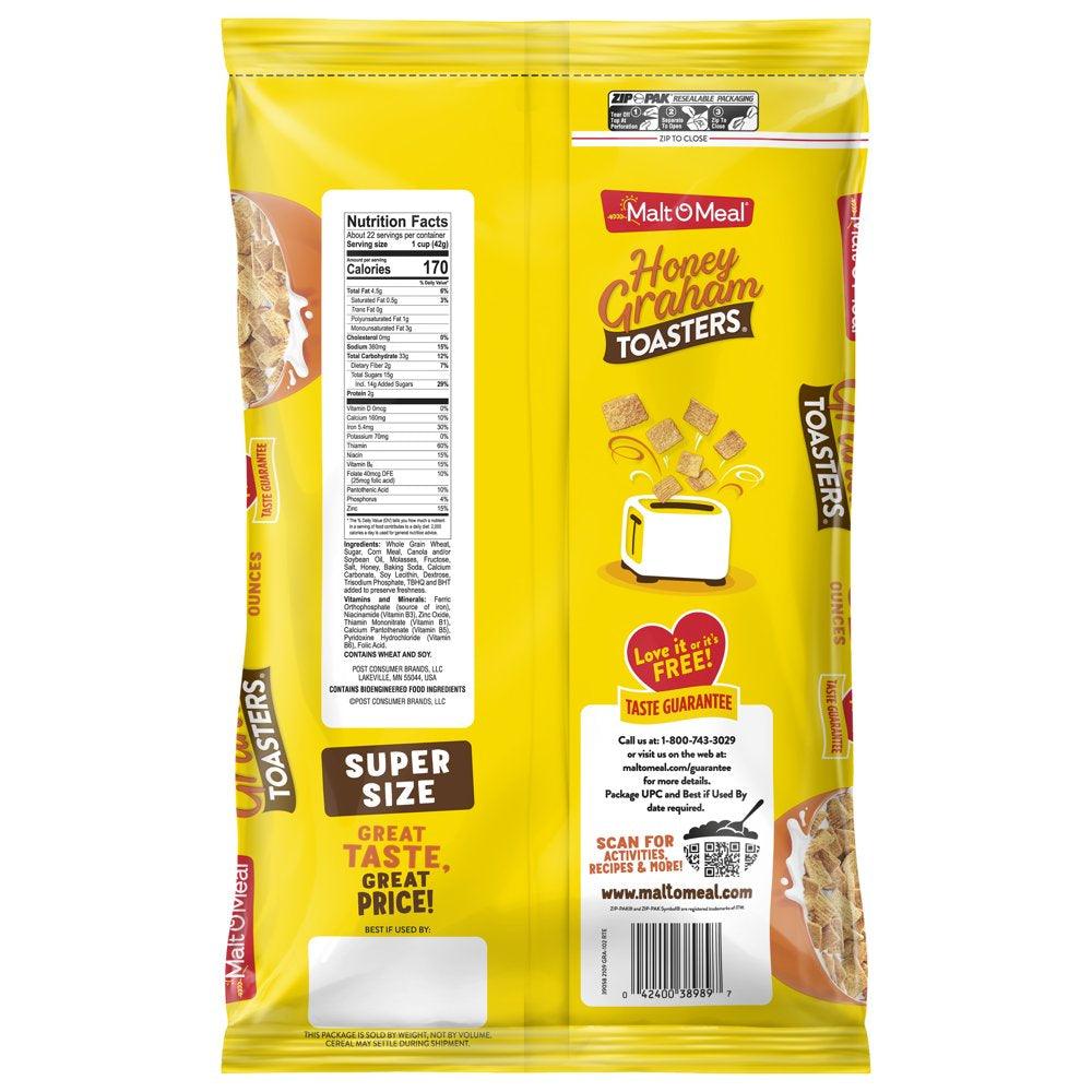 Honey Graham Toasters Breakfast Cereal, Honey Graham Cereal Squares, 32 Oz Resealable Cereal Bag