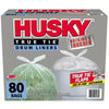 Husky 55-Gallon Clear Flap Tie Drum Liner Trash Bags (80 Ct.)