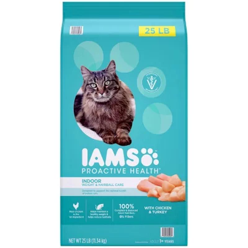 IAMS Proactive Health Adult Indoor Weight & Hairball Care Dry Cat Food with Chicken & Turkey, 25 Lb. Bag