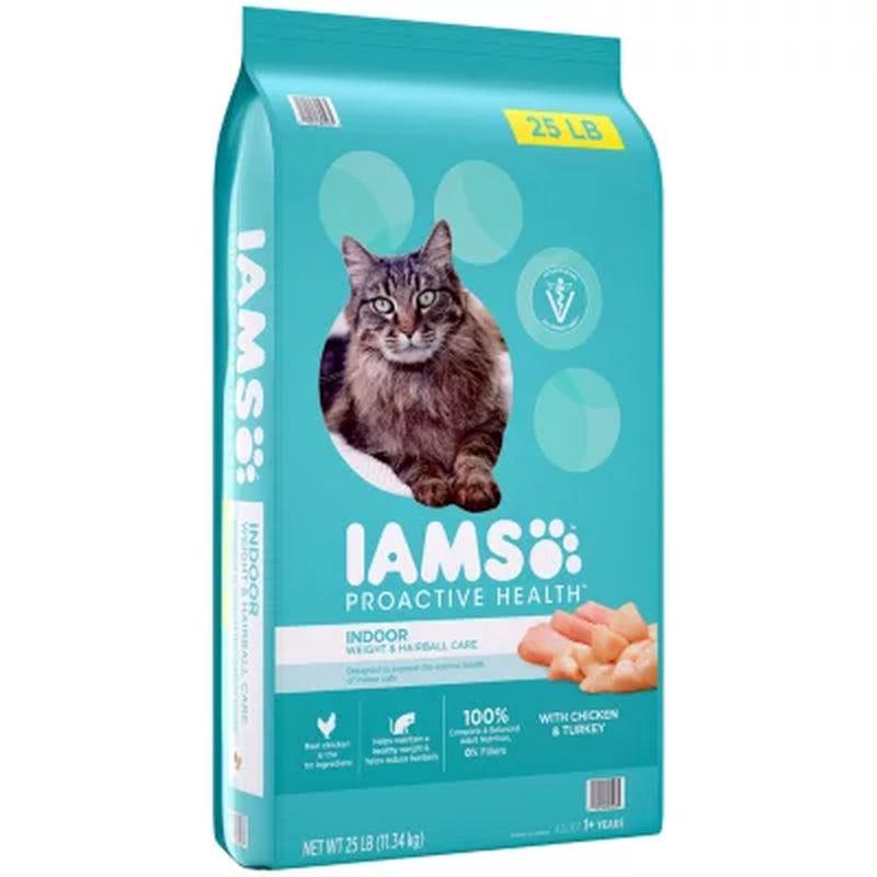 IAMS Proactive Health Adult Indoor Weight & Hairball Care Dry Cat Food with Chicken & Turkey, 25 Lb. Bag